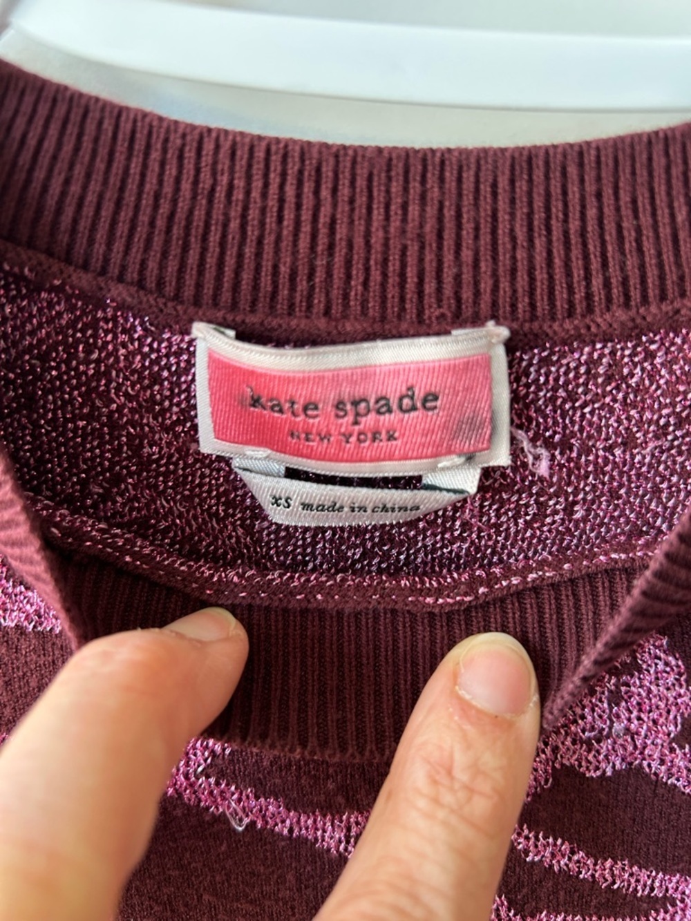 Kate Spade Wine and Pink Metallic Floral Knit Sweater - XS - Picture 5 of 8